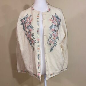 Source Unknown Floral Embroidered Cardigan